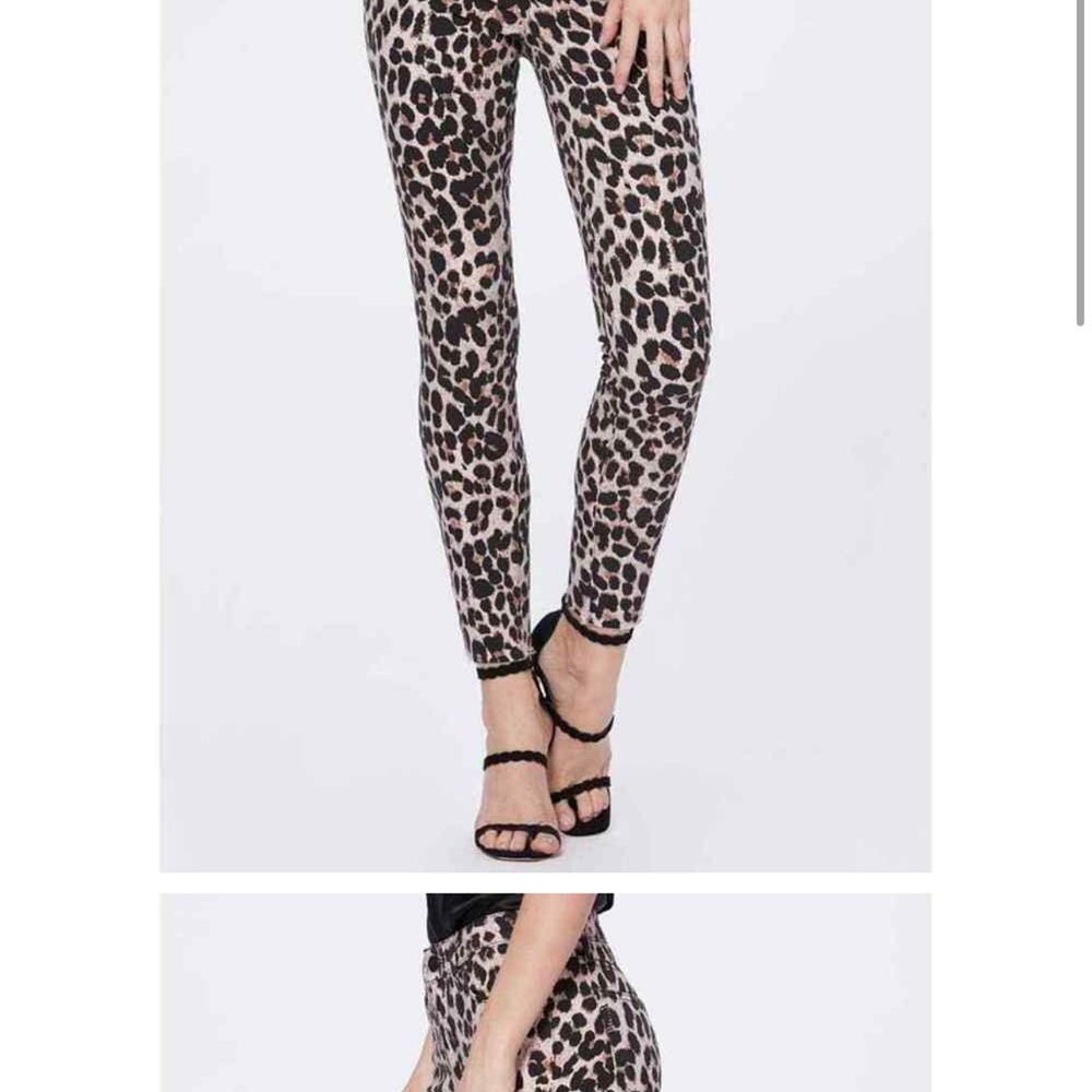 Paige Hoxton Ankle Raw Hem Skinny Jeans 25 Animal Print High Rise Leopard NWT